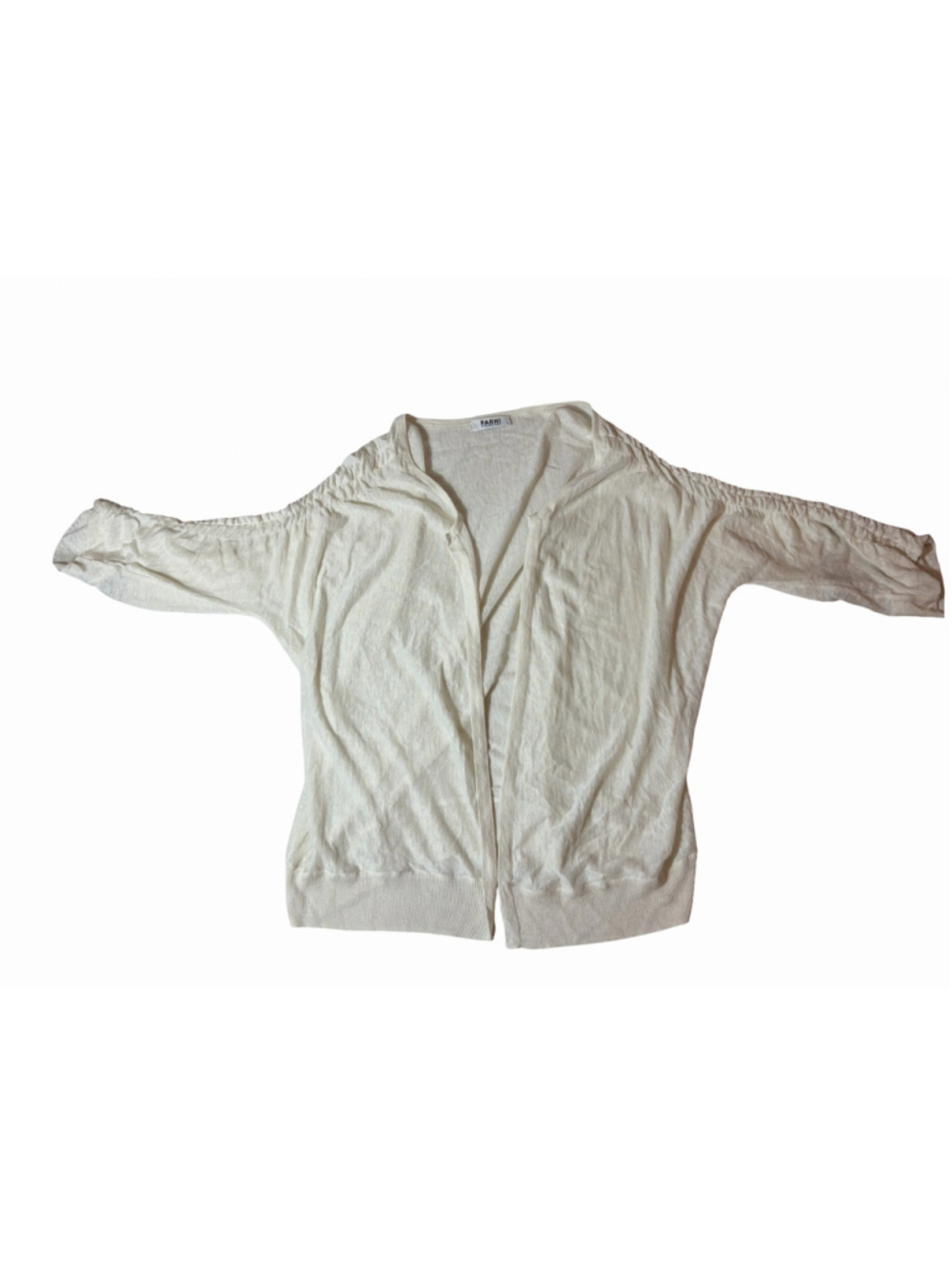 Farhi by Nicole Farhi Womens XL Ivory Linen Open Front Cardigan Shrug